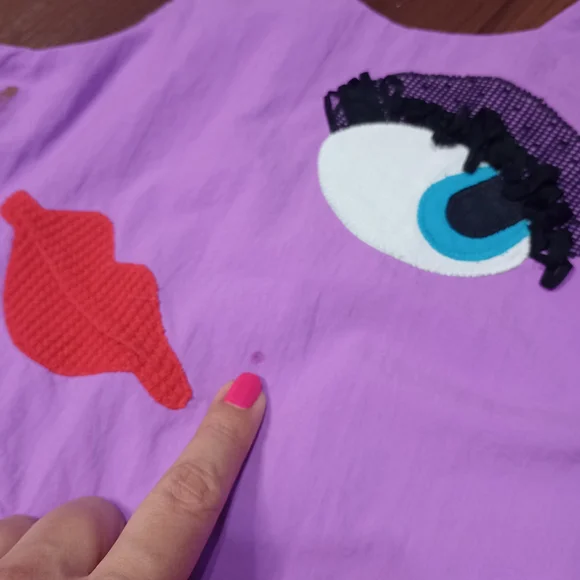 Vintage Chocolate Soup Face Eye Lip Applique Dress - Picture 9 of 10